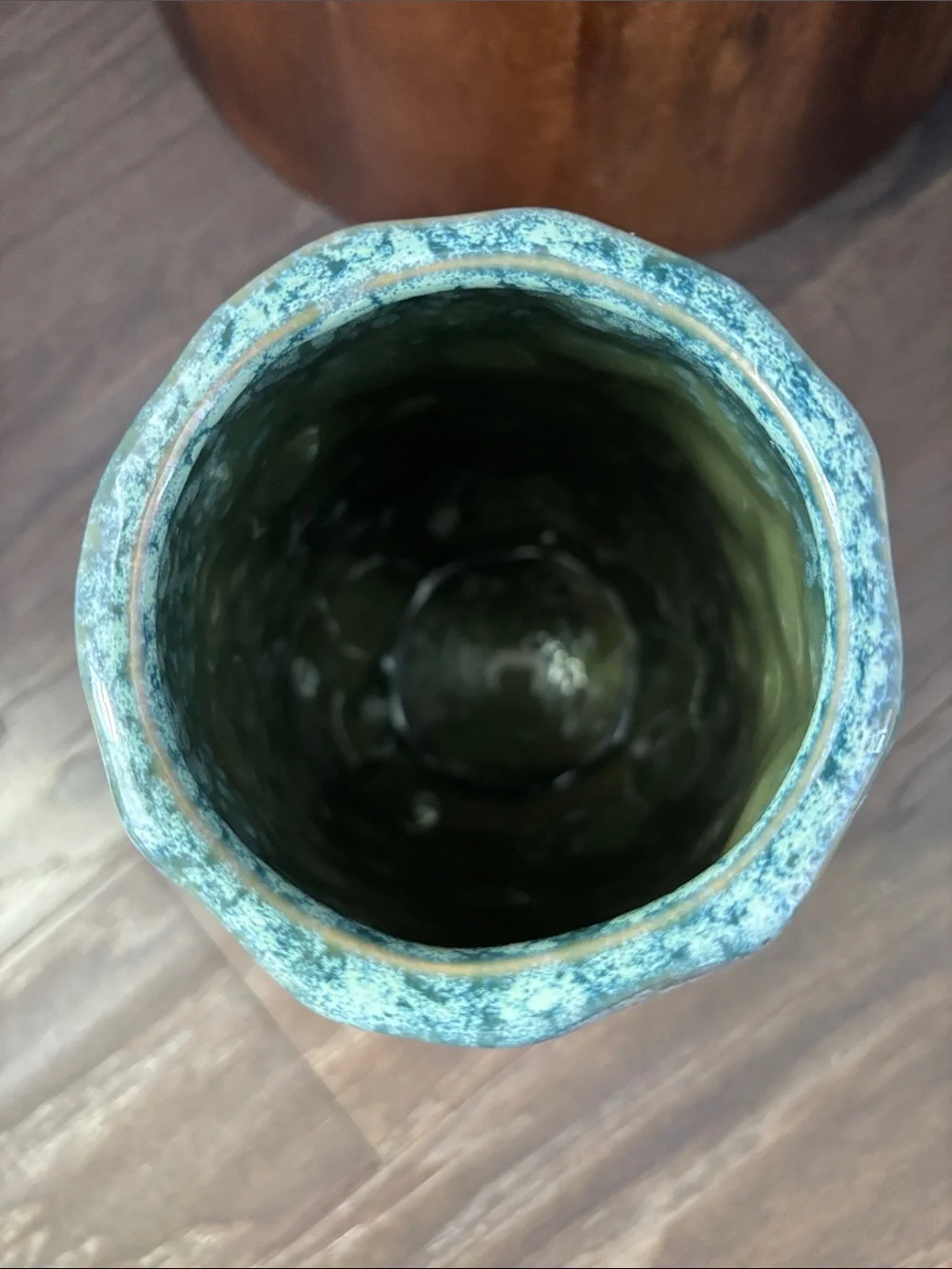 Cylindrical Shape glazed ceramic teal textured,organic rock look finish